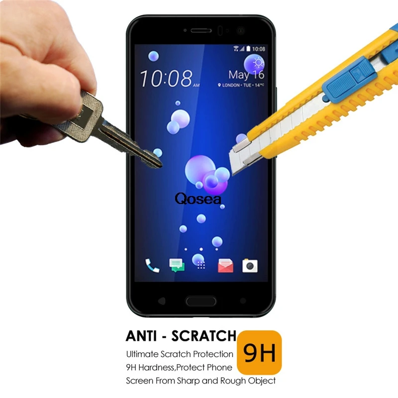 Qosea для HTC u11 закаленное Стекло Экран протектор 2.5D 9 H ультра тонкий гальванические