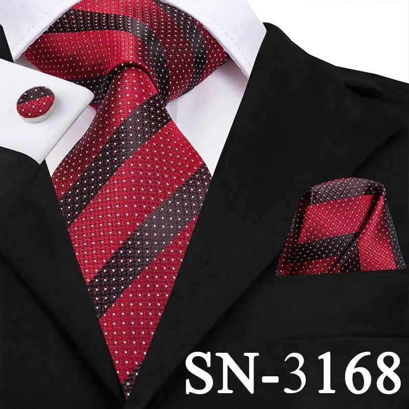 SN-3168 SN-3136 золотой синий полосатый галстук Шелковый плетеный мужской галстук Галстук носовой платок запонки набор роскошные мужские вечерние свадебные карманные квадратные Галстуки - Цвет: SN-3168
