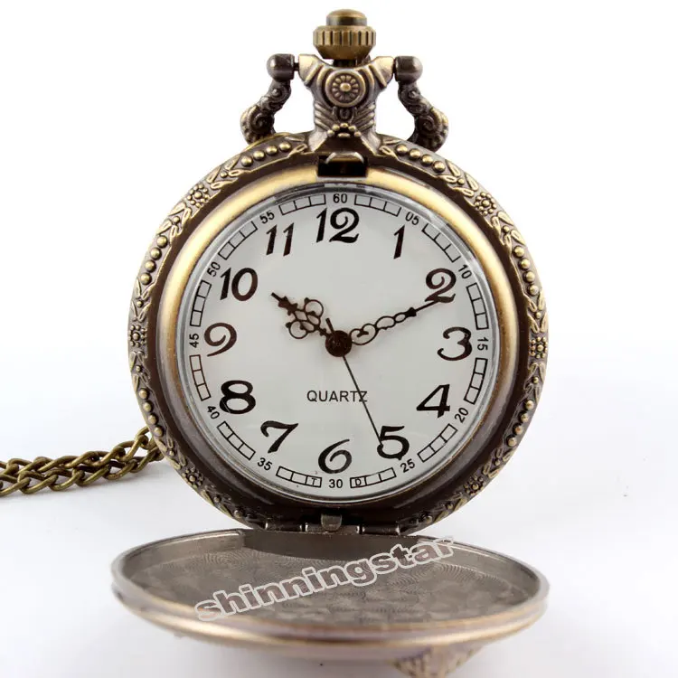 Ретро дизайн бронзовая Милая птица животное кварцевые карманные часы ожерелье