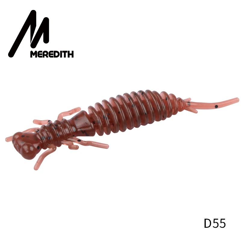 D55 От магазина MEREDITH 8 шт./лот личинка реалистичный живых насекомых 1,7g 62 мм с наружной резьбой Мягкие Приманки форель червь приманки, мягкие приманки для рыболовных снастей - Цвет: D55