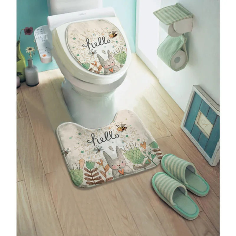 2 шт./компл. набор для ванной комнаты с мультяшным кроликом и животным рисунком