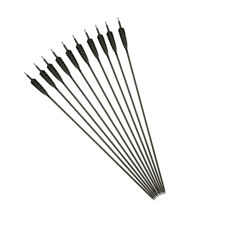 6/12pcs 30inch Archery Carbon Arrow Pure Spine 350 4inch Turkey Feathers Compound/Recurve Bow Shooting Accessories | Спорт и