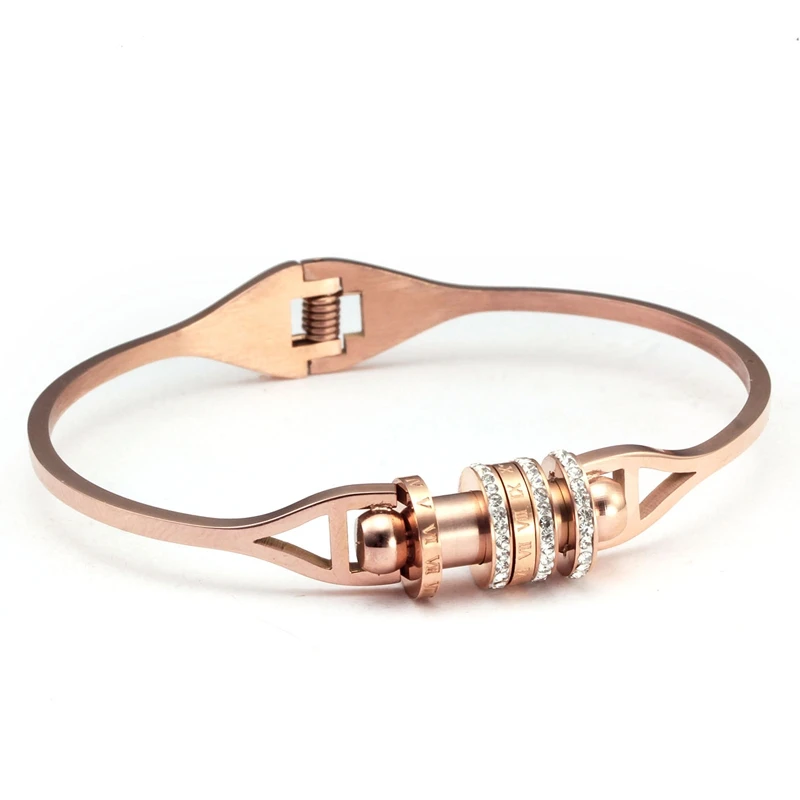 rose gold color Розовое золото Цвет Браслет-кафф с кристаллами для женщин фигура уникальный дизайн нержавеющая сталь браслеты и браслеты модные ювелирные изделия Bijoux - Окраска металла: rose gold color
