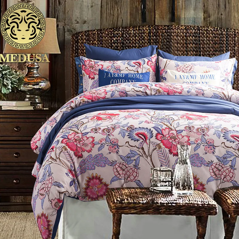 Медуза винтажные хлопковые постельное белье king queen size одеялом/Doona простыней
