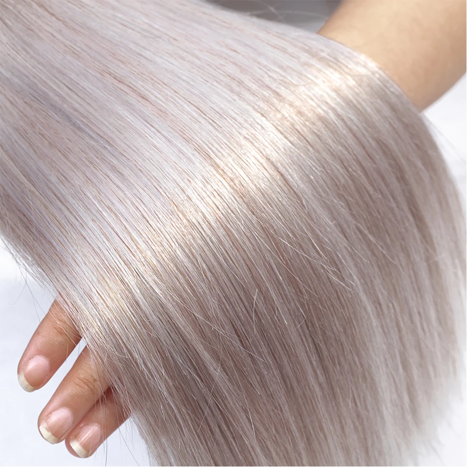 Mobot перуанские прямые человеческие волосы от крутой серебряный цвет 3 пряди с