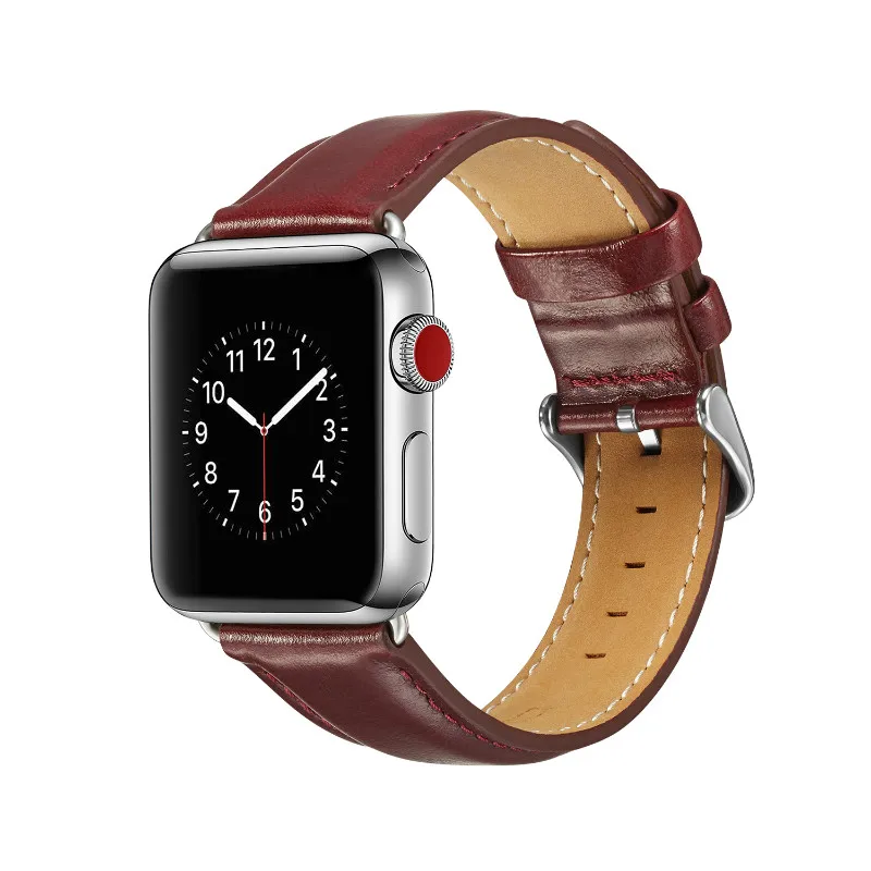 Wine Red Браслет Mling ремень из натуральной кожи для Apple Watch 5 4 3 2 1 42 мм 38 мм 44 мм 40 мм ремешок для iWatch 5 4 3 2 1 браслет - Цвет ремешка: Wine Red
