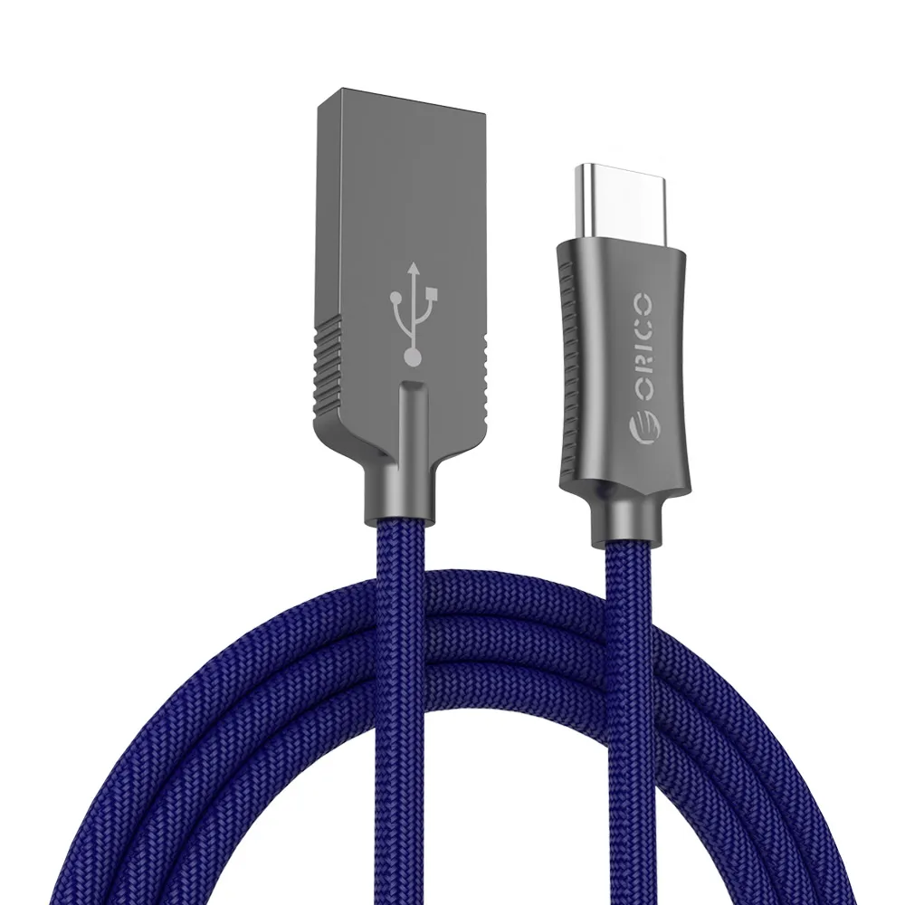 Синий ORICO type-C кабель usb type A-USB-C кабель USB кабель для синхронизации и зарядки для huawei Macbook LG G5 Xiaomi Mi 5 htc цинковый сплав 1 метр - Цвет: Синий