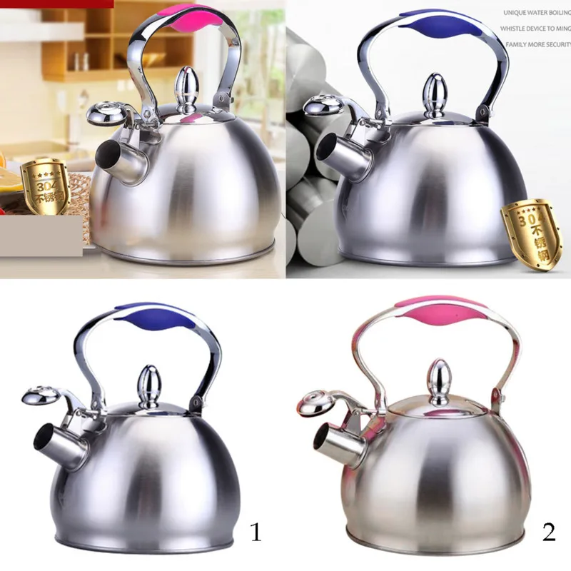 2.5L Edelstahl свистящий тройник Wasserkocher Kaffee тройник Topf Herd Induktion 2 Farben Dekoration