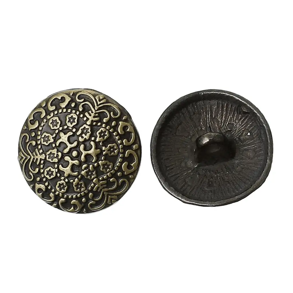 DoreenBeads пошив металлические кнопки круглый античный бронзовый цветок узор резной