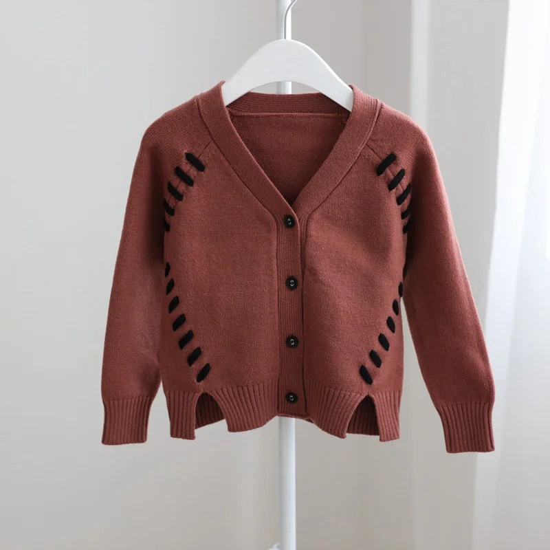 WOTTAGGA/свитера для девочек светло зеленые желтые ленты детское вязаное пальто