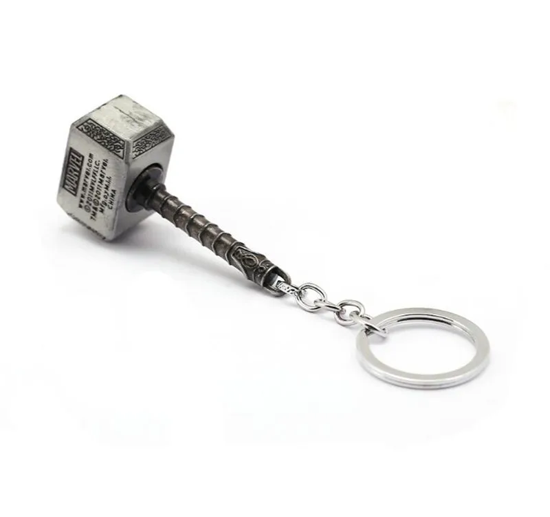 Серый Фильм Мстители Тор брелок косплей реквизит Mjolnir брелок металлическая вращающаяся игрушка необычный Рождественский подарок - Цвет: Серый