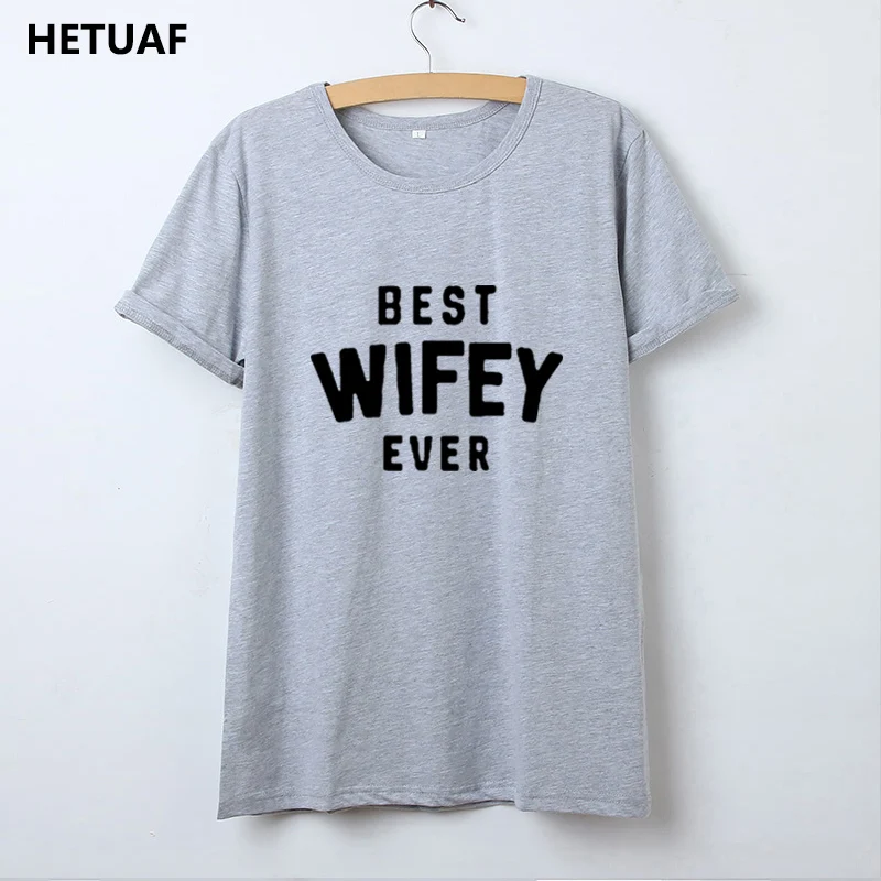 Женская Винтажная Футболка HETUAF хипстерская с принтом и надписью Wifey Ever Топ в