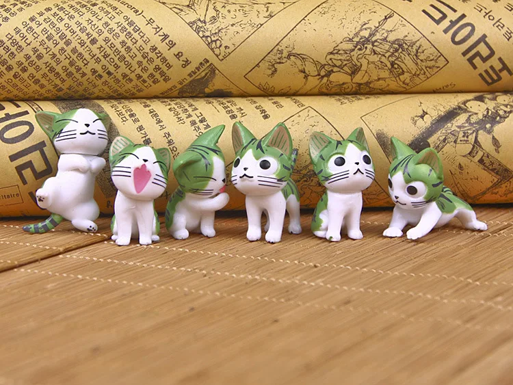 Кавайная кукла кошка игрушки мини из ПВХ фигурка для детей мох бонсай маленькие