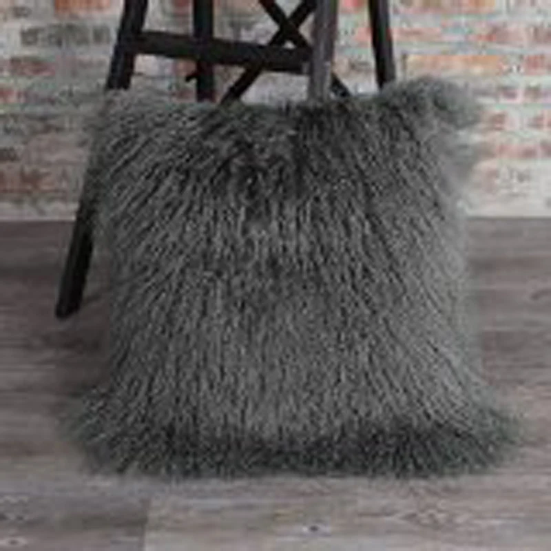 Наволочка из серого монгольского меха наволочки натурального декоративные