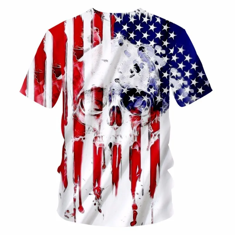 OGKB модная одежда для мужчин Забавный 3D принт американский флаг Череп круглый