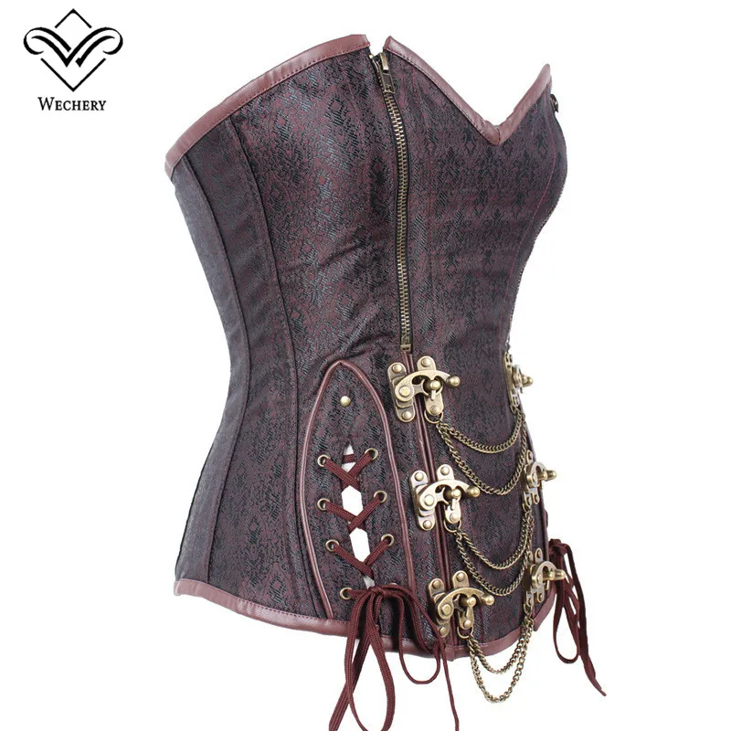 Стимпанк корсет Overbust Корсеты и бюстье готический Push Up корсаж Женская пикантная