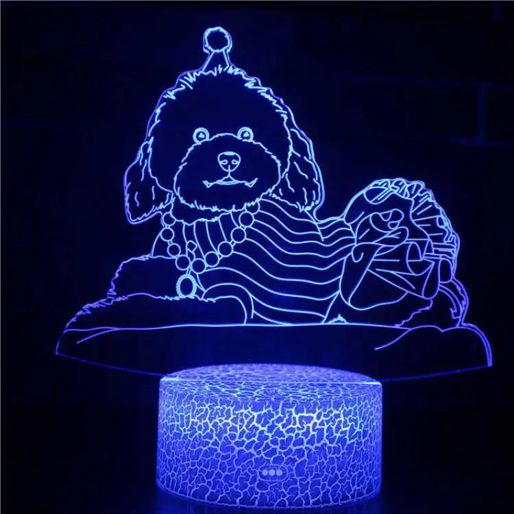 Кот Usb Led 3d светильник Детская комната Собака банк питания 3d Светодиодная лампа светильник для детской комнаты детская комната украшение 3D ночной Светильник - Испускаемый цвет: 7 color change