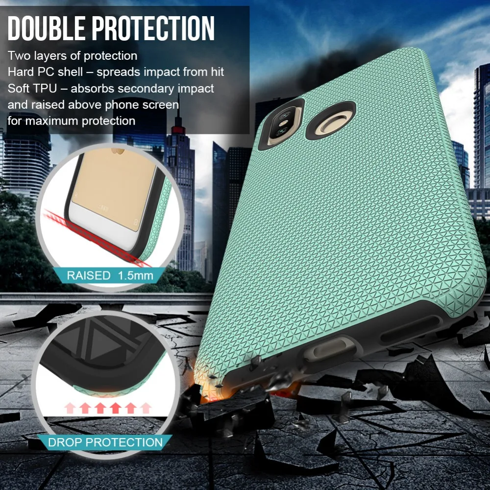 Dual Layer Hard PC Soft TPU Bumper Shockproof Cases for xiaomi Mi A2 6X Triangle Patterned Phone Accessories Cover Rugged Armor |