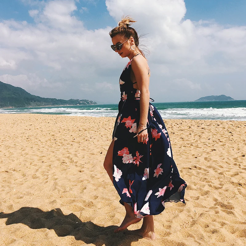 Женское длинное платье с открытой спиной V образным вырезом 12 цветов|Женские