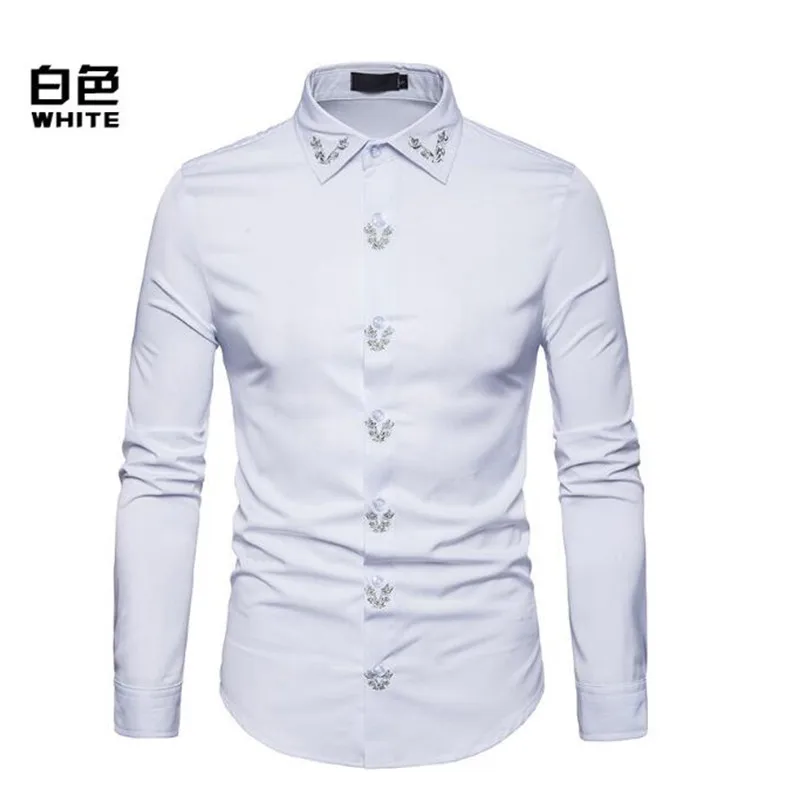 Новая Европейская и американская мужская рубашка с вышивкой деловая официальная