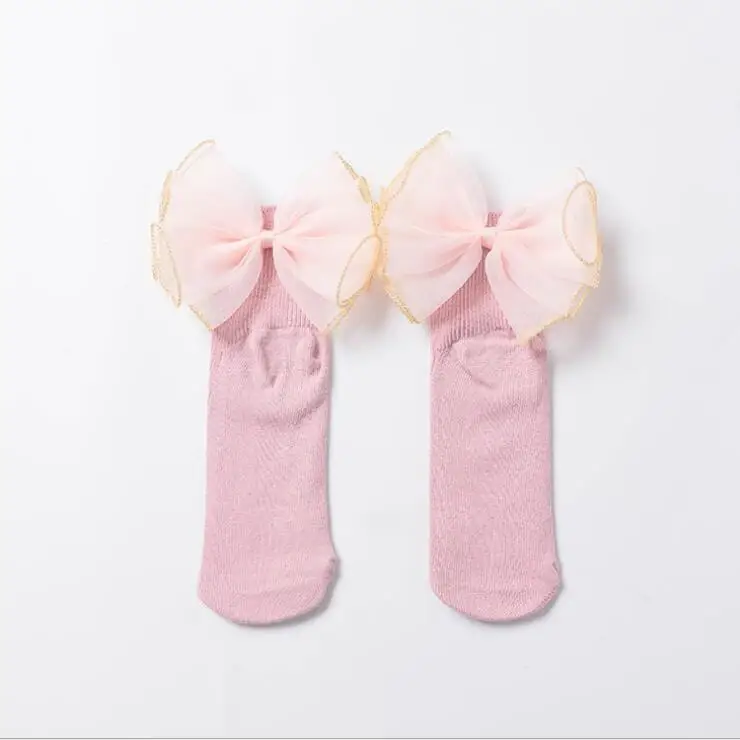 Детские носки летние хлопковые Разноцветные детские с бантом для девочек | Мать и