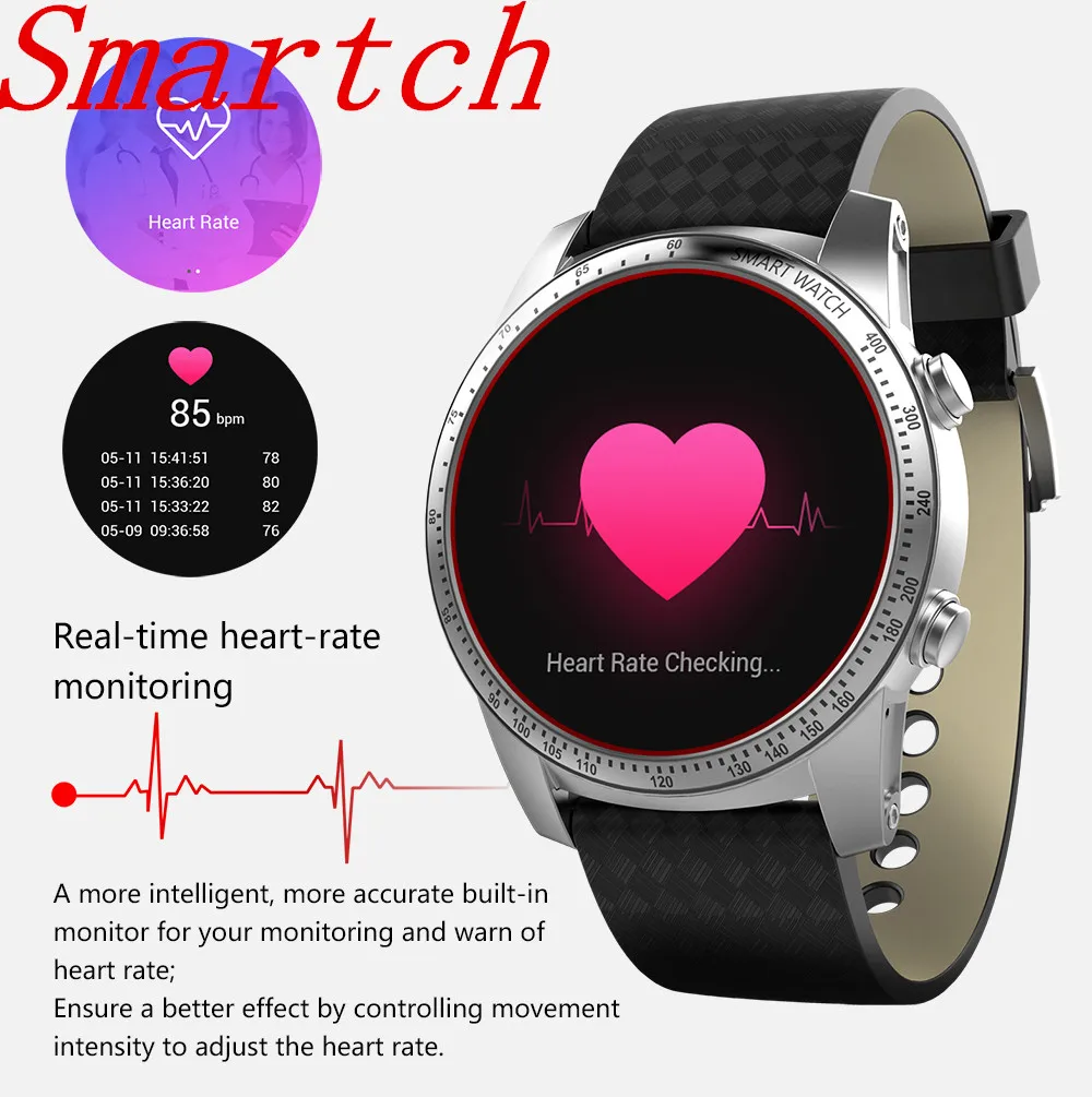 Smartch KW99 Android Smart Watch 512MB + 8GB Heart Rate Monitor Wrist Smartwatch Wearable Devices Men Wristwatch for Phone | Электроника