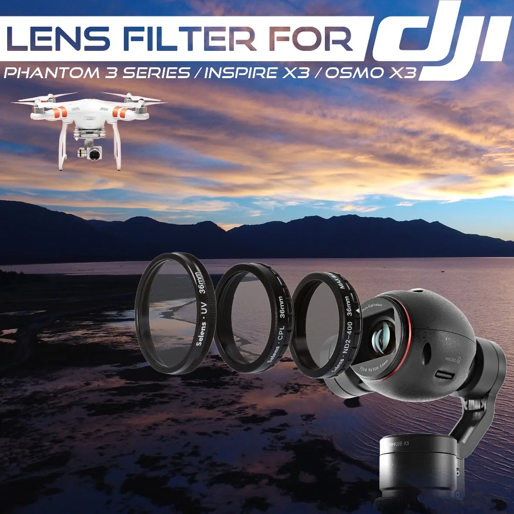 Фильтр для объектива Selens 30 мм 36 UV CPL ND2 400 защитная крышка Dji Phantom 3 Standard/Advanced/Professional