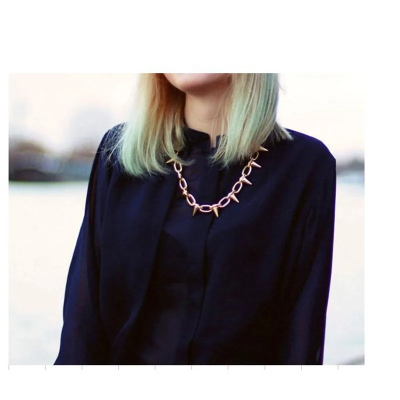 2018 Новая мода горячая Распродажа панк ожерелье Спайк конус звено цепи