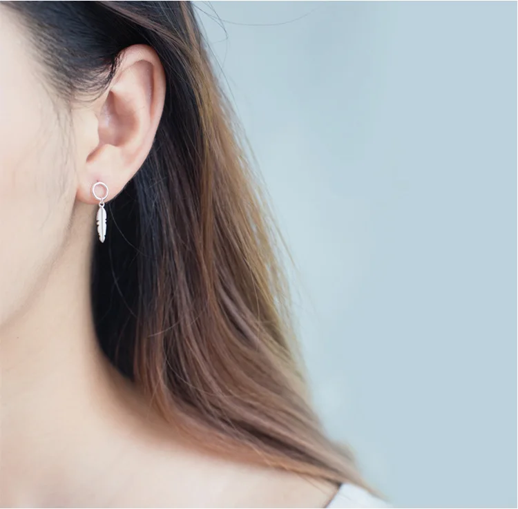 New Arrivals 925 Sterling Silver Feather Earrings For Women Fashion Jewelry pendientes | Украшения и аксессуары