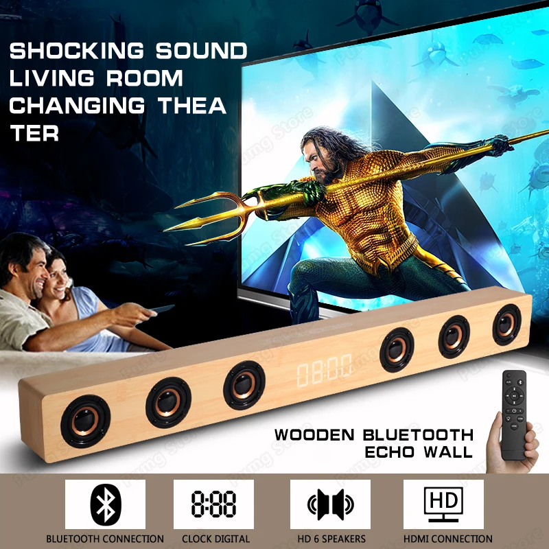 Мощный Телевизор деревянный Bluetooth динамик портативный сабвуфер музыка bluetooth домашний приемник беспроводной HDMI управление громкоговорителями