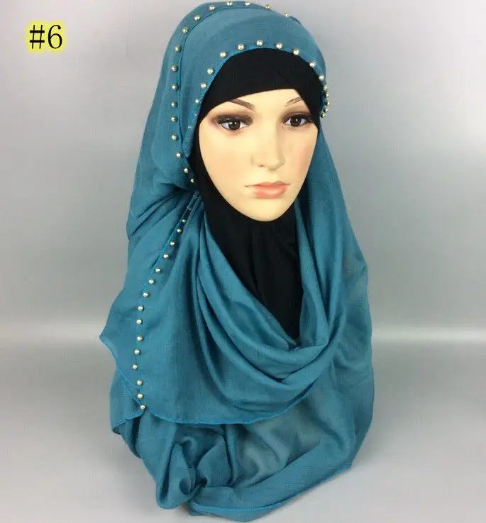 Бесплатная доставка жемчужный хлопок вискоза шарф Мусульманский хиджаб