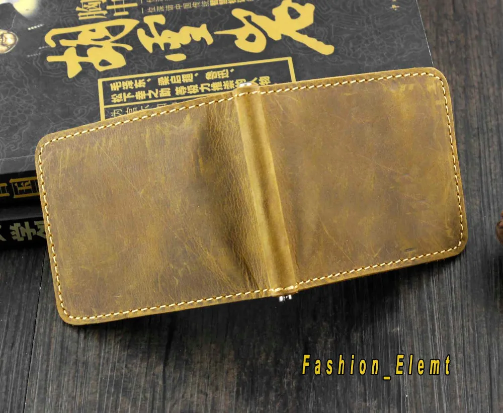 Мужской тонкий кошелек из натуральной кожи зажим для денег ID держатель кредитных