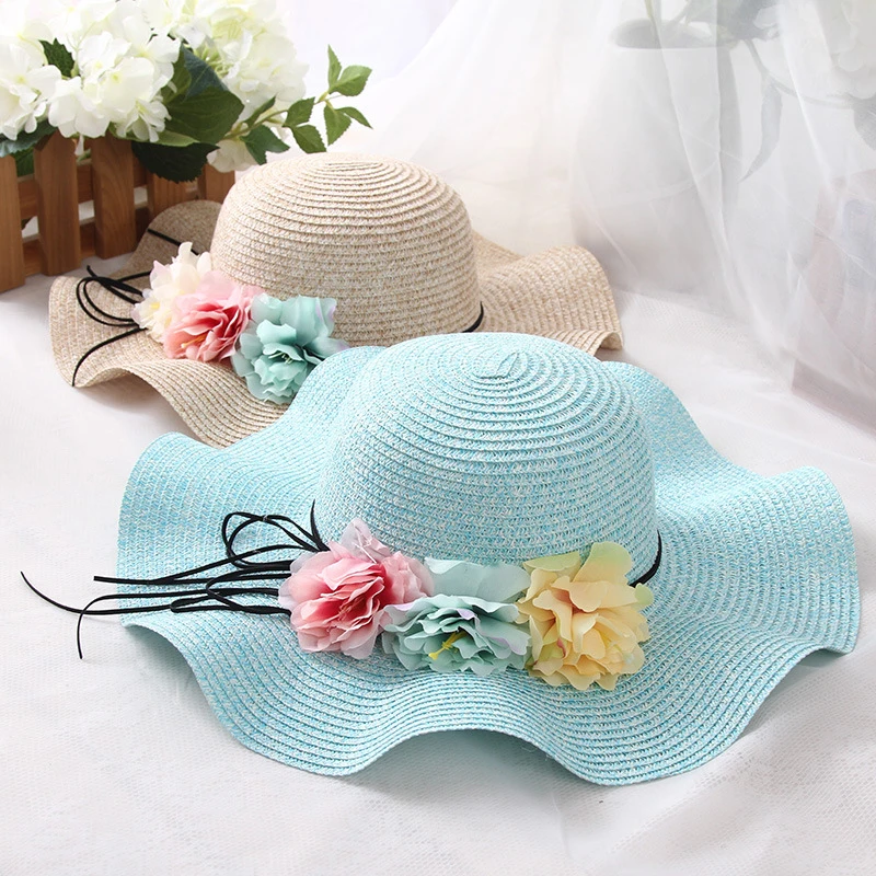New Fashion Parent-Child Straw Sun Hat Summer Baby Girl Flower Lovely Children Hats for Girls and Women Outdoor Beach Caps | Детская