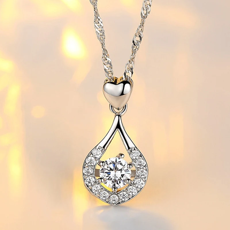 Капли воды Форма кулон Цепочки и ожерелья модные женские туфли блестящими