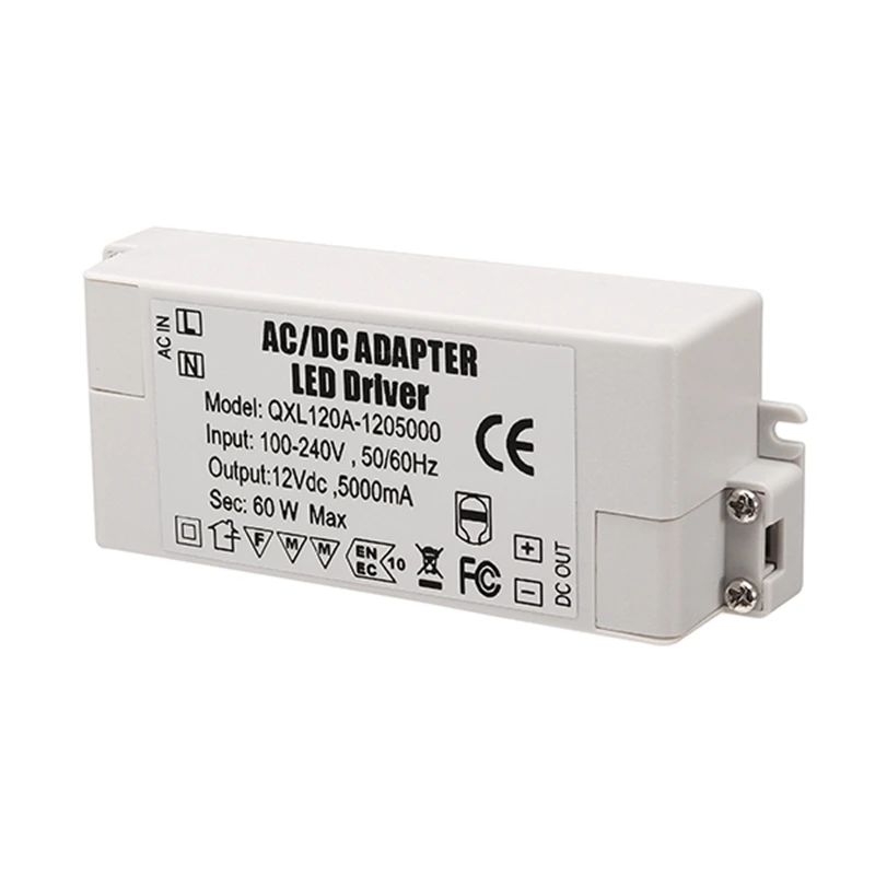 Jiguoor AC100 240V к DC12V 5A 60 Вт Светодиодный источник питания трансформатор адаптер