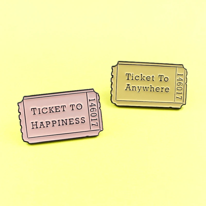 Билет на счастье билет в любое место броши булавка эмалированные булавки желтые