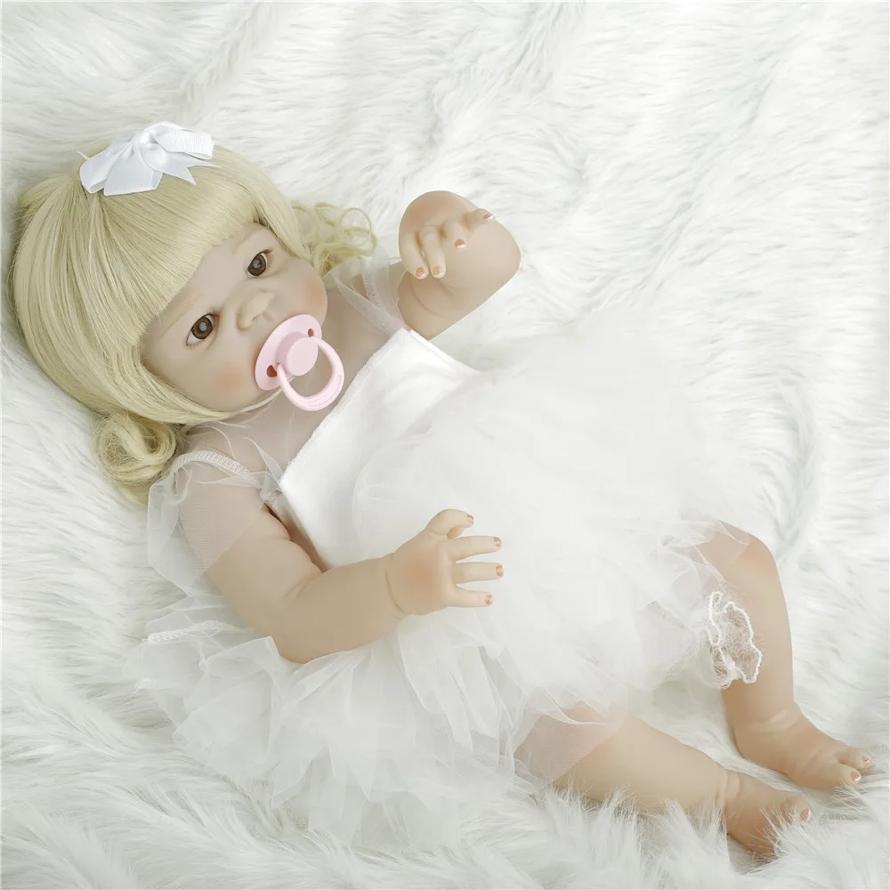 SanyDoll 22 дюйма 57 см полностью силиконовая кукла для новорожденной девочки игрушки
