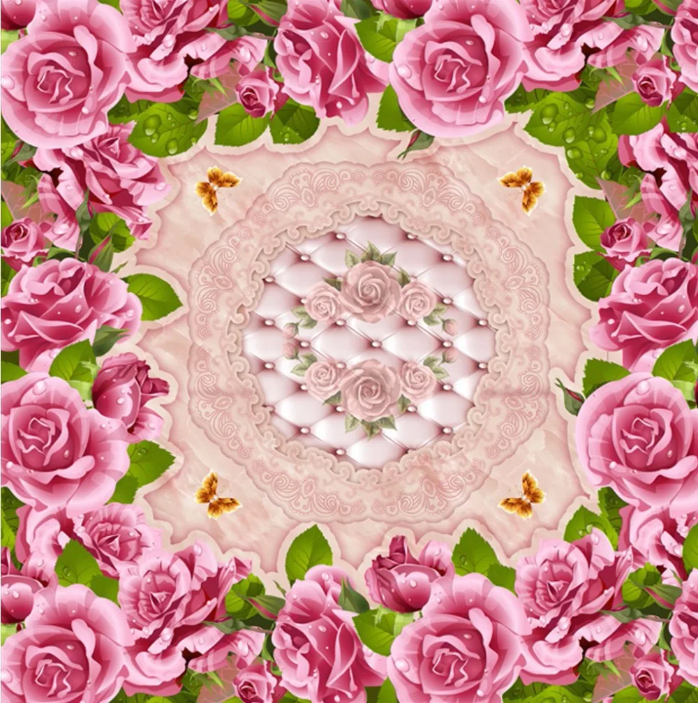 Бесплатная доставка 3D Стерео Пользовательские Розовые розы мраморный стиль