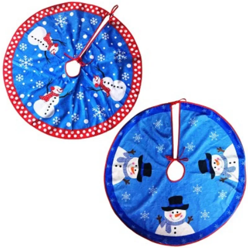

80cm Snowman Tree Skirt Supplies Decoration High-grade Velvet Tree Skirt Blue christmas trees skirts apron navidad decoraciones