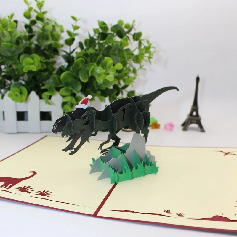 3D Рождественская вечеринка пригласительная карта Динозавр Детская креативная