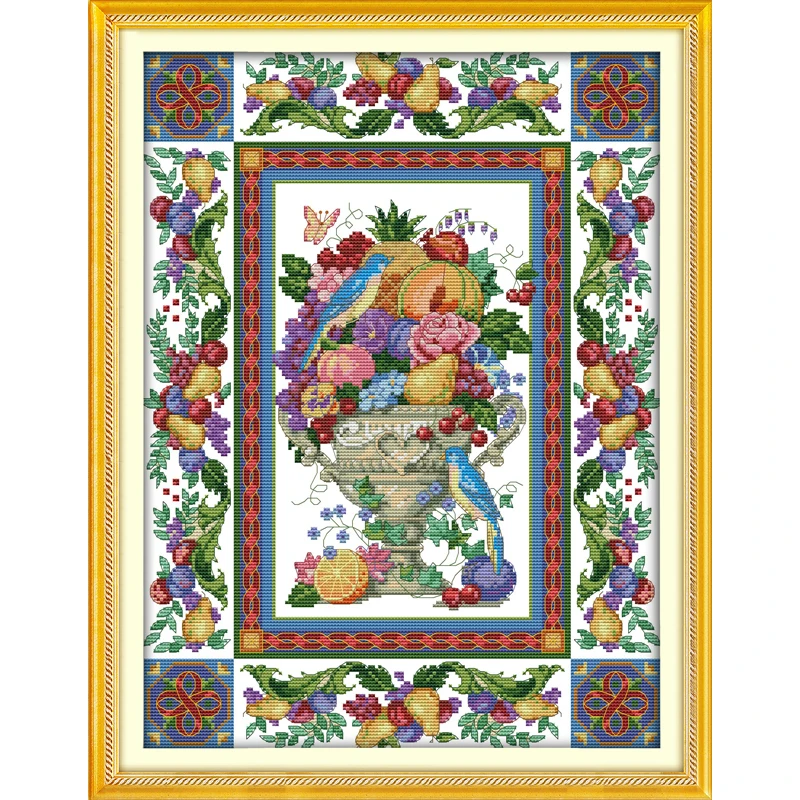 

Everlasting Love Gorgeous Fruit Bowl Chinese Cross Stitch Kits Ecological Cotton Fabric 11 CT DIY Christmas Decorations For Home