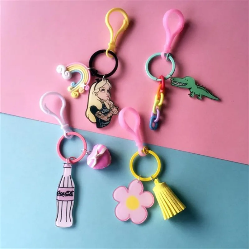 Cute simple macaron crocodile flower keychain pendant plush toys ladies car bag Christmas birthday gift | Игрушки и хобби