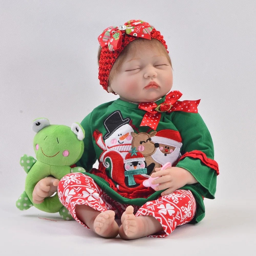 

22inch 55cm soft silicone reborn baby dolls real alive baby new born sleeping doll bebe gift reborn bonecas birthday gift toys