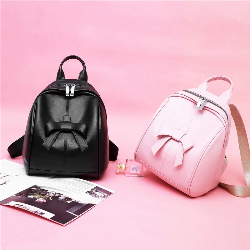 Новинка 2019 женские рюкзаки модные однотонные сумки с бантом Сумки из