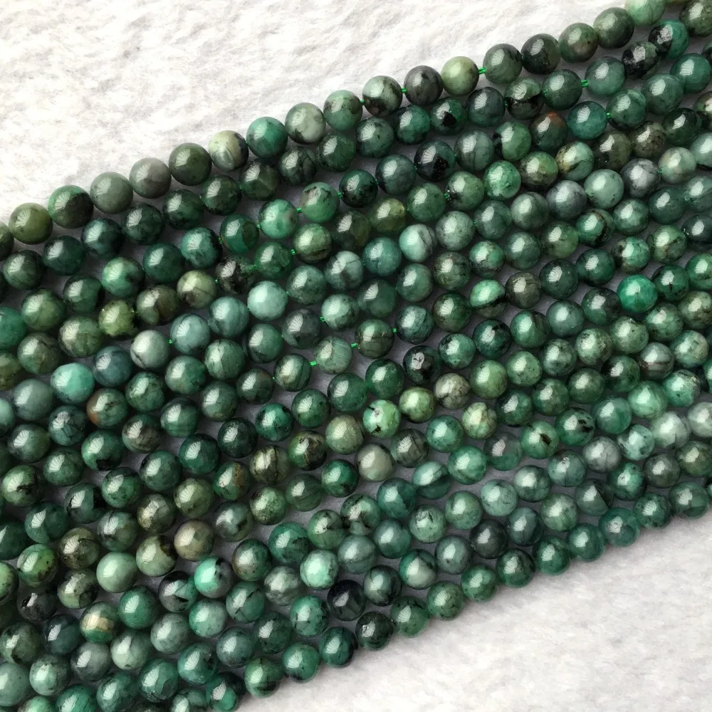

Veemake Columbia Emerald Necklace Bracelets Earrings Ring Round Beads For Jewelry Making Natural Gemstone Semi-Precious 05866