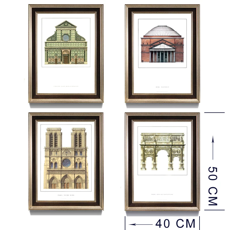 Европейский ретро архитектурный дизайн классический постер Картина на холсте