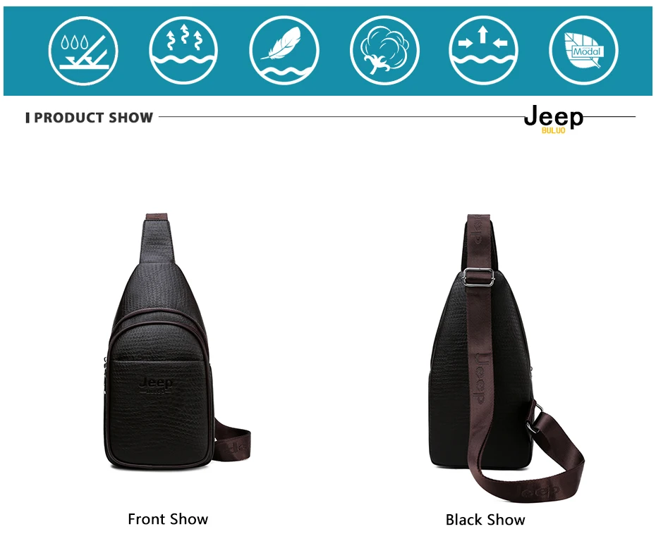 Мужская однолямочная заплечная сумка jeep buluo, черная повседневная сумка на плечевом ремне, слинг-сумка для путешествий, кожаная заплечная сумка, все сезоны