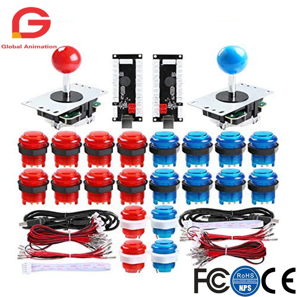 2 игрока LED аркадный набор для USB маме ПК игры и Raspberry контроллер Пи DIY нулевой