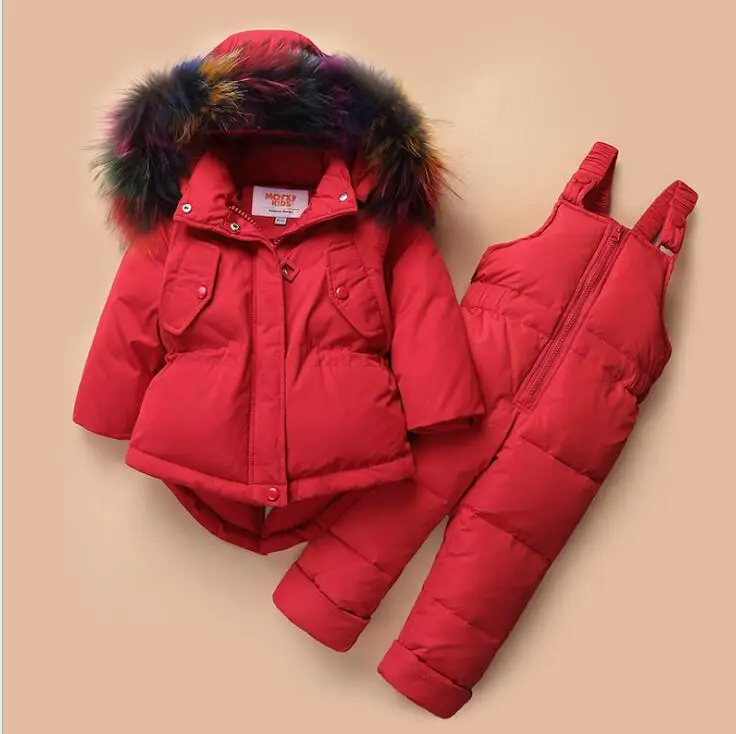 2018 Детский комплект зимней одежды для русской зимы теплый пуховик на утином пуху