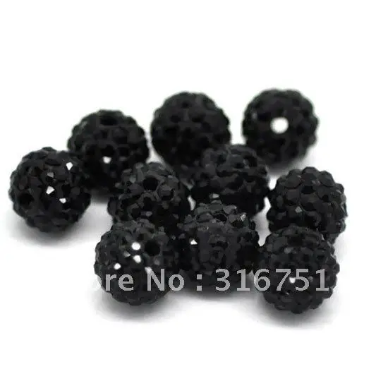 Бесплатная доставка 10 шт черные проложить плотные/Bling бусины шарики со стразами